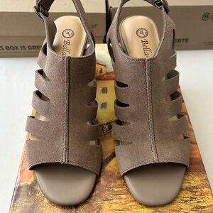 Bella Vita Colleen Almond Suede Strappy Gladiator Slingback Sandal 7W New in Box
